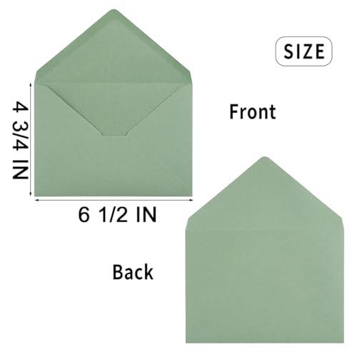 50 Pieces Sage-Green A6 Envelopes Greeting Card Envelopes 6 1/2 x 4 3/4 Inches for 4 x 6 Wedding Invitation Cards, Greeting Cards, Birthday Party Invitations - SHOP NO2CO2