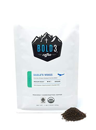 BOLD3 Coffee Christian Gift, Fair Trade Organic Specialty coffee for Jesus Christ, Ground, Colombian Ethiopian Nicaragua Sumatra, Gourmet Premium Coffee, Pure Fresh Roasted Arabica, Medium Roast 1 LB - SHOP NO2CO2