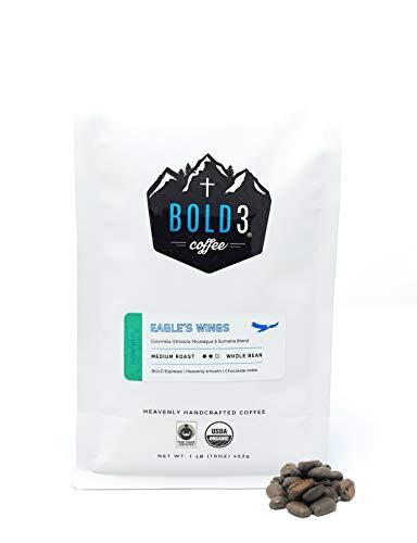 BOLD3 coffee for Jesus Christ, Fair Trade Organic, Colombian Ethiopian Nicaragua, Specialty Gourmet Premium Coffee Beans, Best Christian Gift, Arabica Medium Roast 1 LB, Great Espresso, Press, Cold - SHOP NO2CO2