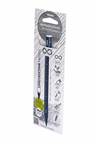 Troika Multi Tasking Pencil with Sustainable Continuous Aluminium and Metal Tip Blue Interchangeable Erasable with Centimeter/Inch Ruler Size 147 x 10 x 10mm PEN20/DB - SHOP NO2CO2