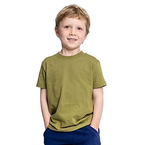 Mightly Boys and Girls' Classic Fit Crewneck T-Shirt | Organic Cotton Soft, Multi-Pack Short-Sleeve Basic, Toddlers and Kids - SHOP NO2CO2