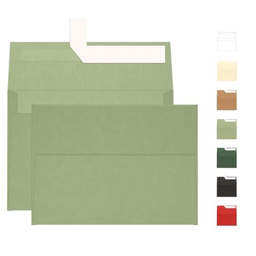 A7 Sage Green Envelopes 100 Pack, Goefun 5x7 Envelopes for Invitation - Self Seal Printable Envelopes for 5x7 Gift Cards, Birthday, Baby Shower| 5.25 x 7.25 in, 120GSM - SHOP NO2CO2