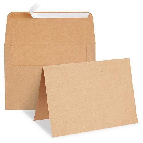 50 Pack Blank A7 Kraft Paper Cards and Envelopes, All Occasion 5x7 Note Cards for Invitations, Open When Letters - SHOP NO2CO2