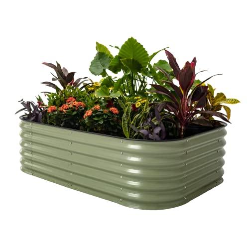 Vego garden Raised Garden Bed Kits, 17" Tall 6 in 1 Modular Metal Raised Planter Bed for Vegetables Flowers Patio Ground Planter Box-Olive Green - SHOP NO2CO2