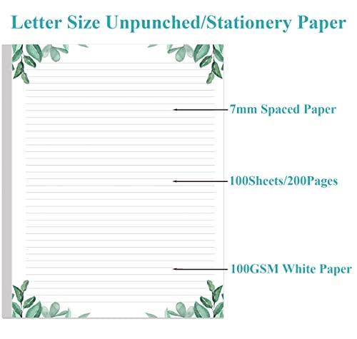 Stationery Lined Paper, Letter Size Unpunched Ruled Filler Paper, 100Sheets / 200Pages Loose-Leaf Line Paper, 100gsm White Paper, 8.5'' x 11'', Leaf - SHOP NO2CO2