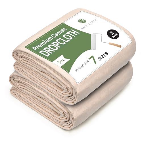 Canvas Drop Cloth Salt Earth Pack of 2 Reusable Cloth for Outdoor & Indoor, 100% Recycled Cotton Nature Friendly, All purpose Washable Cotton Canvas Cover for Painter Floor & Furniture Protection(6x9) - SHOP NO2CO2