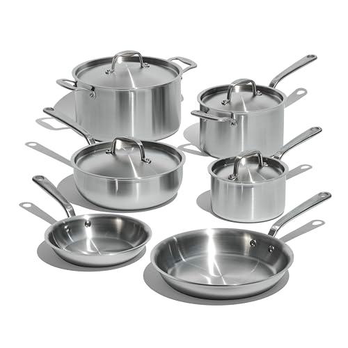 Made In Cookware - 10 Piece Stainless Steel Pot and Pan Set - 5 Ply Clad - Includes Stainless Steel Frying Pans, Saucepans, Saucier and Stock Pot W/Lid - Professional Cookware - Crafted in Italy - SHOP NO2CO2