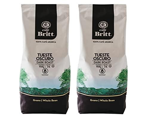 Café Britt® - Costa Rican Dark Roast (2 Lbs Each) (2-Pack) (4 Lbs Total) - Whole Bean, Arabica Coffee, Kosher, Gluten Free, 100% Gourmet & Dark Roast - SHOP NO2CO2