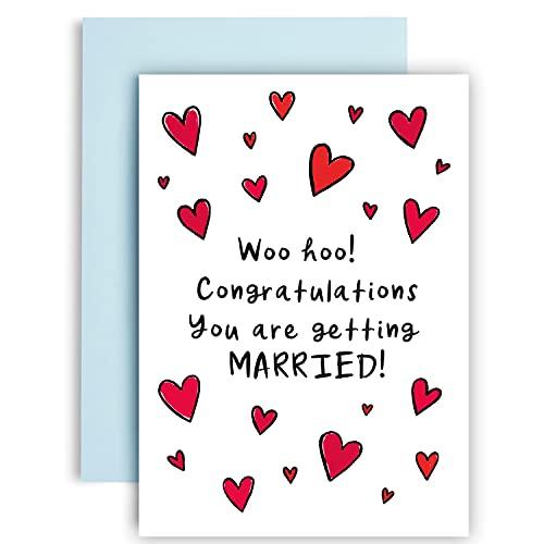 Huxters ‘Woohoo You’re Engaged’ Wedding engagement gifts A5 Congratulations card - Engagement gifts for couple - Recyclable Paper with Envelope - Fun Greetings Card, FSC Certified and Sustainable… - SHOP NO2CO2