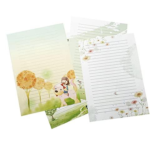 50 Pcs Writing Stationery Paper, Lined Writing Letter Paper Set, A4 Size, 10 Different Style - SHOP NO2CO2