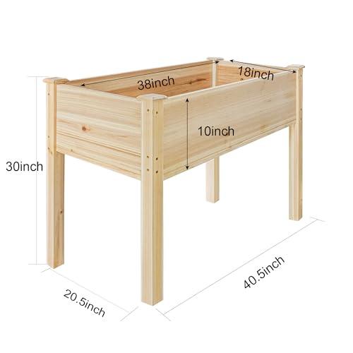 LZRS 40.5x20.5x30 inches Raised Garden Bed Elevated Wooden Planter Box Stand with Legs for Herbs,Vegetables,Flowers,Great for Outdoor Patio, Deck,220lb Capacity,Natural - SHOP NO2CO2