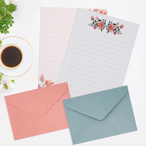 36 PCS Writing Paper and Envelopes Set,Warm Floral Themed Stationary Set for Wedding Invitations Wishes,24 Lined Stationery Paper with 12 Envelops - SHOP NO2CO2