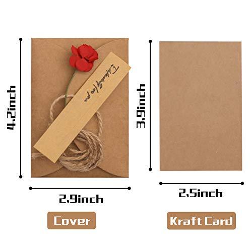 JOHOUSE 50PCS thank you cards with envelopes,Dried Flowers Greeting Cards,Brown Retro Kraft Paper Envelopes, Note Card,Thank Notes,for Father's Day,Wedding,Birthday, Invitation Wish Card - SHOP NO2CO2