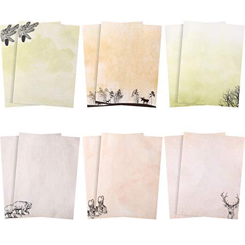 60 Sheets Stationary writing paper with 6 Forest and Animals Styles Writing Stationary Papers Letter Double Sided Writing Paper, 8.5 x 11 Inch - SHOP NO2CO2