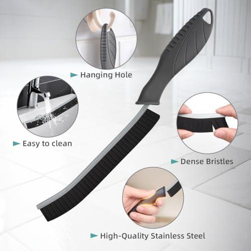 Tile and Grout Brush, Sturdy Crevice Cleaning Brush, Grout Brush with Long Handle, Easy Use Tile Scrub Brush, Cleaning Tool for Household Use, Tile, Grout, Kitchen, Bathroom, Shower, Tub, Sinks - SHOP NO2CO2