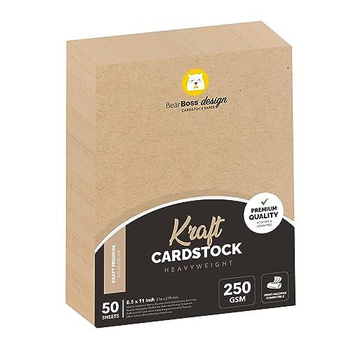 Kraft Cardstock Thick Paper 50 Sheets, 8.5" x 11" Heavyweight 92lb Cover Card Stock for Crafts and DIY Cards Making - SHOP NO2CO2