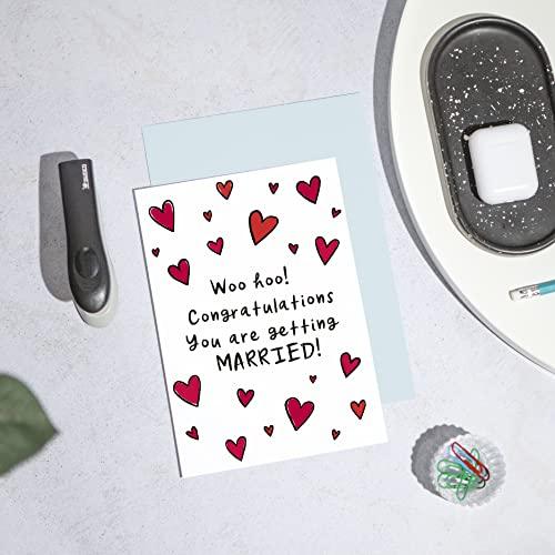 Huxters ‘Woohoo You’re Engaged’ Wedding engagement gifts A5 Congratulations card - Engagement gifts for couple - Recyclable Paper with Envelope - Fun Greetings Card, FSC Certified and Sustainable… - SHOP NO2CO2