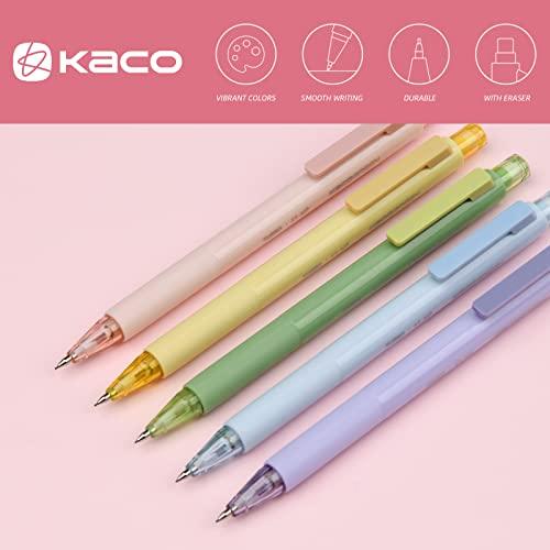 Kaco Mechanical Pencil Set, 5 Pieces Cute Pastel Pencils 0.5mm with 5 Tube HB Lead Refills (5 Pieces - 5 Mixed Color) - SHOP NO2CO2