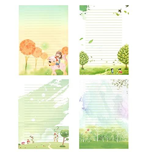 50 Pcs Writing Stationery Paper, Lined Writing Letter Paper Set, A4 Size, 10 Different Style - SHOP NO2CO2