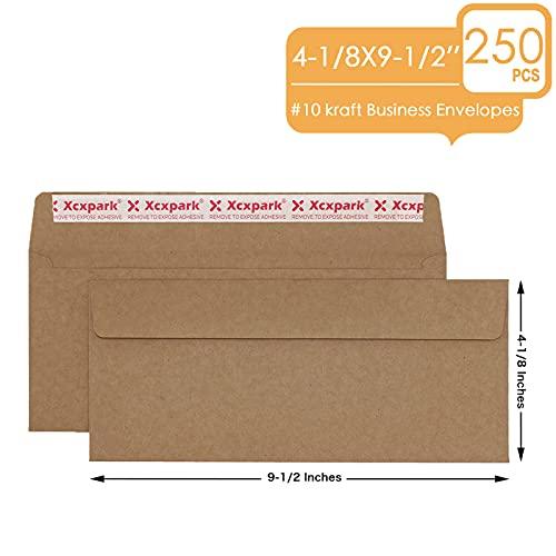 250 PCS #10 Brown Self Seal Kraft 4-1/8 x 9-1/2 inches Security Envelopes, Windowless Invisible Envelopes Super Strong Quick Seal Envelopes Security Tint Pattern Secure - SHOP NO2CO2