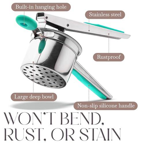 Bellemain Potato Ricer 15 oz with 3 Interchangeable Discs |Potato Masher Stainless Steel, Sweet Potato Masher Kitchen Tool | Spaetzle Maker Press, Khuon Banh Lot, Spaetzle Noodle Maker (Green) - SHOP NO2CO2