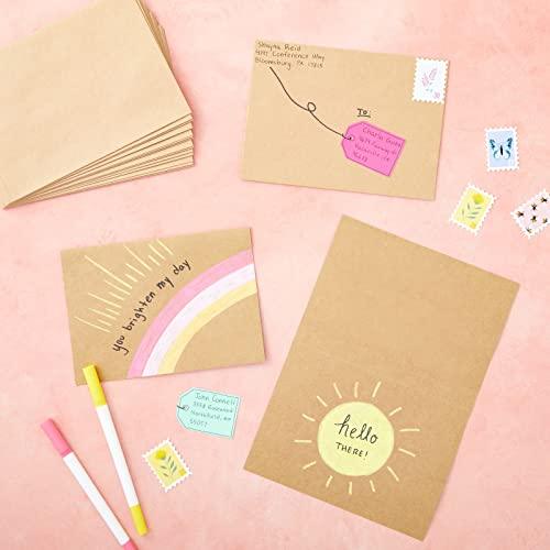 50 Pack Blank A7 Kraft Paper Cards and Envelopes, All Occasion 5x7 Note Cards for Invitations, Open When Letters - SHOP NO2CO2