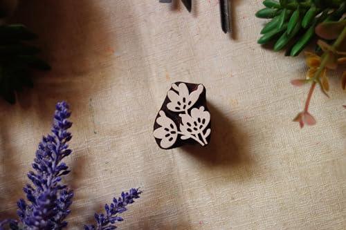 Tiny Indian wooden block stamp spring pattern small flower shape textiles ceramics, soap, custom size, sustainable eco friendly floral craft - SHOP NO2CO2