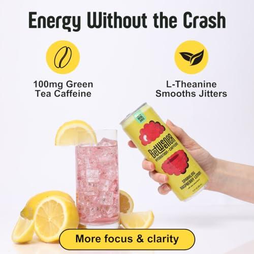 Betweener Sparkling Energy, Sparkling Water w/Real Juice & 100mg Caffeine, Light & Refreshing, L-Theanine for Focus, Vitamins B+C - Low Sugar - 45 Cals - Variety Pack (12 Pack) - SHOP NO2CO2