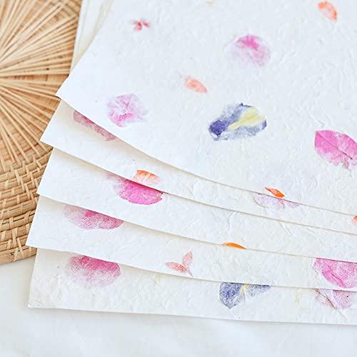 Large Sheets Handmade Thick Natural Flowers Mulberry Paper Sheets 20 x 14 Inches, Painting, Writing Handmade Paper, Decorative Paper, Card Making Paper DIY Craft. (Mixed Flowers) - SHOP NO2CO2