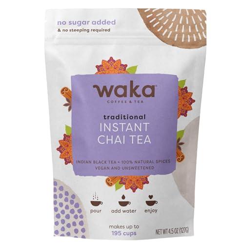 Waka Tea, Traditional Masala Chai Instant Tea, No Sugar or Milk Added and Vegan, 100% Natural Spices and Premium Indian Instant Tea, No Steeping Required, 4.5 Oz Bulk Bag For up to 195 Servings - SHOP NO2CO2