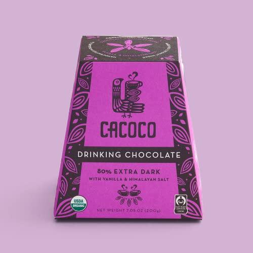 80% Extra Dark Drinking Chocolate - Certified Organic Hot Cacao/Fair Trade Cocoa - by CACOCO (7.05 ounces) … - SHOP NO2CO2