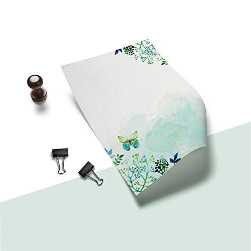 100 Stationery Paper - Cute Floral Designs for Writing Letters, Notes, and Invitations - Perfect for Bridal Shower, Birthdays, Engagement Party, Anniversary, Wedding, VIP and Other Occasions - Seaweed - SHOP NO2CO2