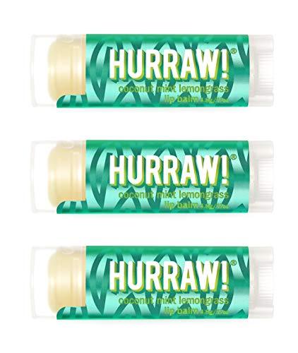 Hurraw! Coconut, Mint, Lemongrass (Pitta) Lip Balm, 3 Pack: Organic, Certified Vegan, Cruelty and Gluten Free. Non-GMO, 100% Natural Ingredients. Bee, Shea, Soy and Palm Free. Made in USA - SHOP NO2CO2