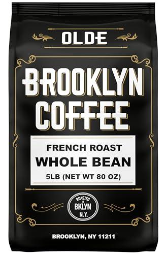 BROOKLYN COFFEE Whole Bean, French Dark Roast (5lb) Silky Smooth, Bold, Balanced - Fresh Bulk Coffee Beans Roasted Weekly in NYC - SHOP NO2CO2