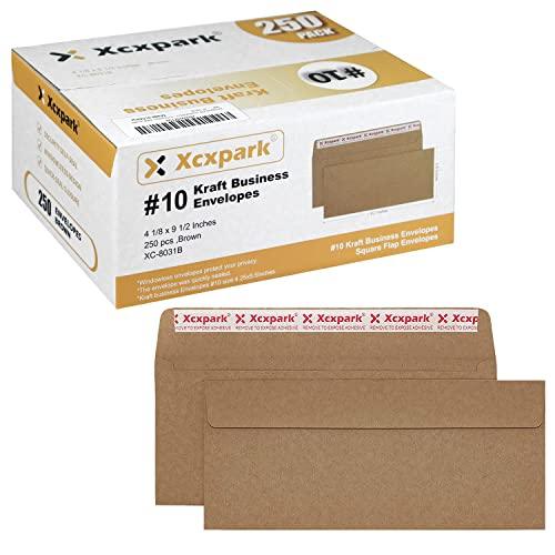 250 PCS #10 Brown Self Seal Kraft 4-1/8 x 9-1/2 inches Security Envelopes, Windowless Invisible Envelopes Super Strong Quick Seal Envelopes Security Tint Pattern Secure - SHOP NO2CO2