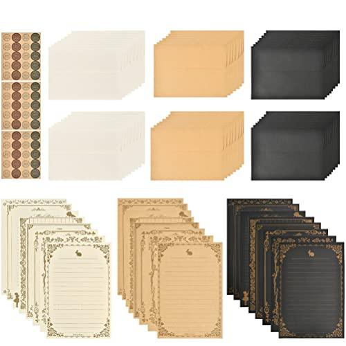 Antique Stationary Paper and Envelopes Set, 96 Sheets Vintage Stationary Papers 5"x7", 48pcs Envelopes, Old Fashion Looking Letter Sheets with Lines for Writing Printing - SHOP NO2CO2