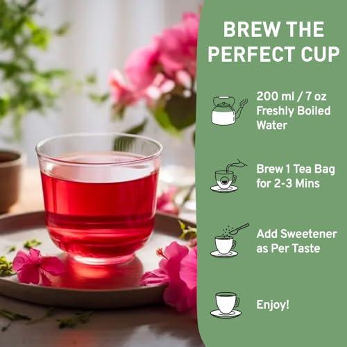 HANDPICK, Hibiscus Tea, Eco-Conscious Tea Bags - 100 Count | Caffeine Free, Pure Ingredients - Hibiscus Flowers | Brew Hot, Iced Tea or Kombucha Tea | Round Nutritious Herbal Tea Bags - SHOP NO2CO2