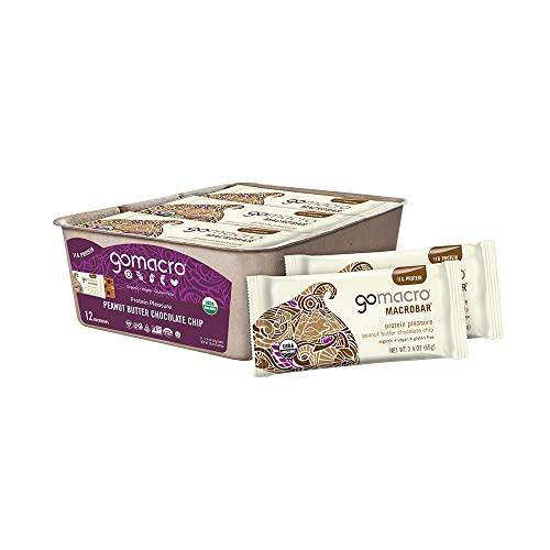 GoMacro MacroBar Organic Vegan Protein Bars - Peanut Butter Chocolate Chip (2.4 Ounce Bars, 12 Count) - SHOP NO2CO2