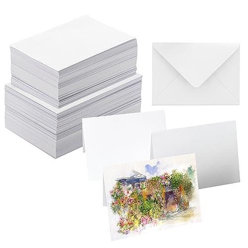 50 Packs Blank Watercolor Cards with Envelopes Set, 140lb Heavyweight 100% Cotton Watercolor Cards, 5x7 Inch Foldable Watercolor Cards and Envelopes to Paint or Cards Making for Christmas Birthday - SHOP NO2CO2