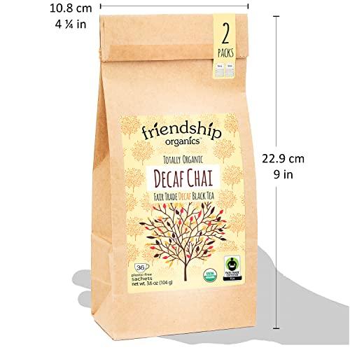 Friendship Organics Decaf Chai Tea Bags, Organic and Fair Trade 36 Count (Pack of 2) - SHOP NO2CO2