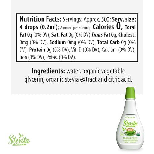 Stevita Organic Liquid Stevia - 3.3 oz, Pack of 3 - All-Natural Sweetener, Zero Calories - USDA Organic, Non-GMO, Vegan, Kosher, Keto, Paleo, Gluten Free - 1500 Total Servings - SHOP NO2CO2