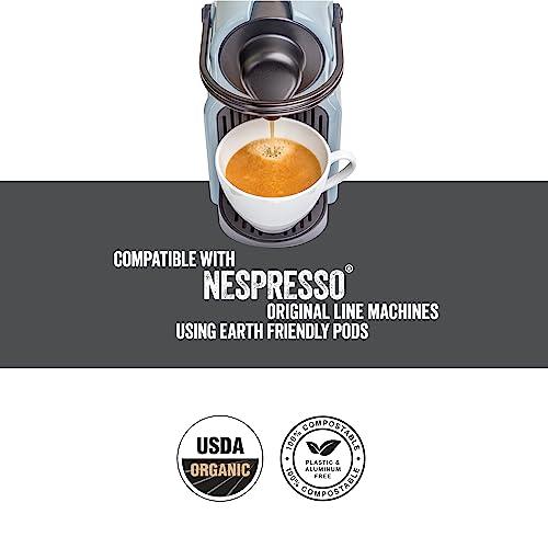 La Natura Lifestyle Organic Espresso Coffee Pods - 100% Arabica Dark Roast Blend, Compostable & Biodegradable Capsules, Rich Flavor - Eco-Friendly Single-Serve Pods - Pack of 60 - SHOP NO2CO2