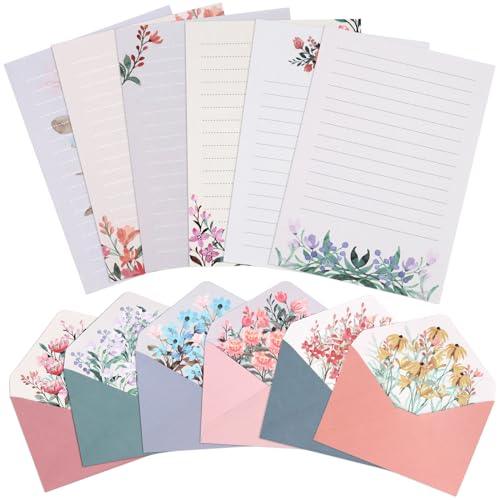 36 PCS Writing Paper and Envelopes Set,Warm Floral Themed Stationary Set for Wedding Invitations Wishes,24 Lined Stationery Paper with 12 Envelops - SHOP NO2CO2