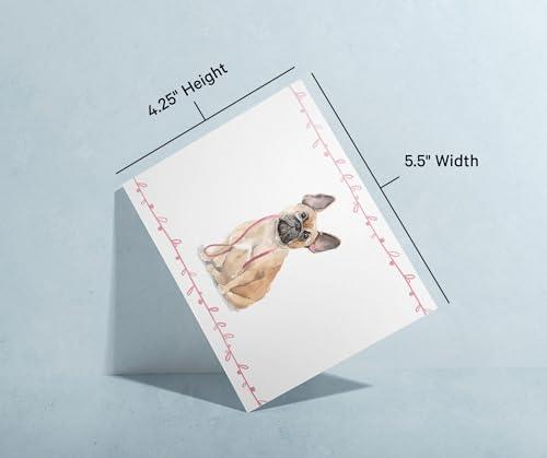 Twigs Paper - French Bulldog Note Cards - Set of 12 Blank Cards (5.5 x 4.25 Inch) with 12 Envelopes - 100% EcoFriendly Stationery - Made In USA - SHOP NO2CO2