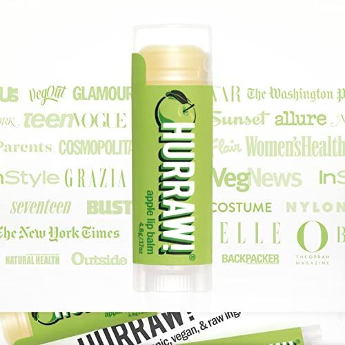 Hurraw! Apple Lip Balm, 3 Pack: Organic, Certified Vegan, Cruelty and Gluten Free. Non-GMO, 100% Natural Ingredients. Bee, Shea, Soy and Palm Free. Made in USA - SHOP NO2CO2