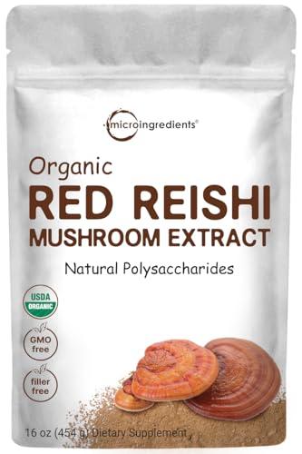 Micro Ingredients Organic Reishi Mushroom Powder, 16oz | 100:1 Extract, Red Reishi Mushrooms Supplement | Great for Mushroom Coffee or Tea | Non-GMO - SHOP NO2CO2