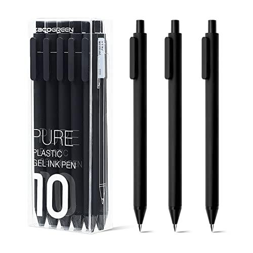 Kaco Gel Pens Black 0.5mm Fine Point 10 Pieces Retractable Aesthetic Pens School Office Supplies (10 Black) - SHOP NO2CO2