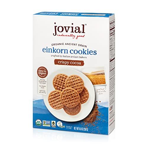 Jovial Organic Einkorn Crispy Cocoa Cookies - Organic Cookies, Vegan Cookies, High Protein, Fair Trade Certified, All Natural Ingredients, Low Carb, Low Sugar, Palm Done Right - 8.8 Oz - SHOP NO2CO2