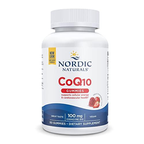 Nordic Naturals CoQ10 Gummies, Strawberry - 60 Gummies - 100 mg Coenzyme Q10 (CoQ10) - Great Taste - Heart Health, Cellular Energy Production, Antioxidant Support - Non-GMO, Vegan - 60 Servings - SHOP NO2CO2