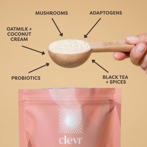 Clevr Blends Chai Tea Latte, Oat Milk Instant Latte Mix, Powder Latte Black Tea Organic Spices, Coconut Milk Superfood Creamer, SuperLatte with Adaptogens, Reishi Mushrooms, Lions Mane and Probiotics - SHOP NO2CO2